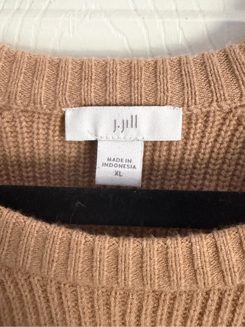 J. Jill Camel and Black Striped Crewneck Sweater - Picture 3 of 6